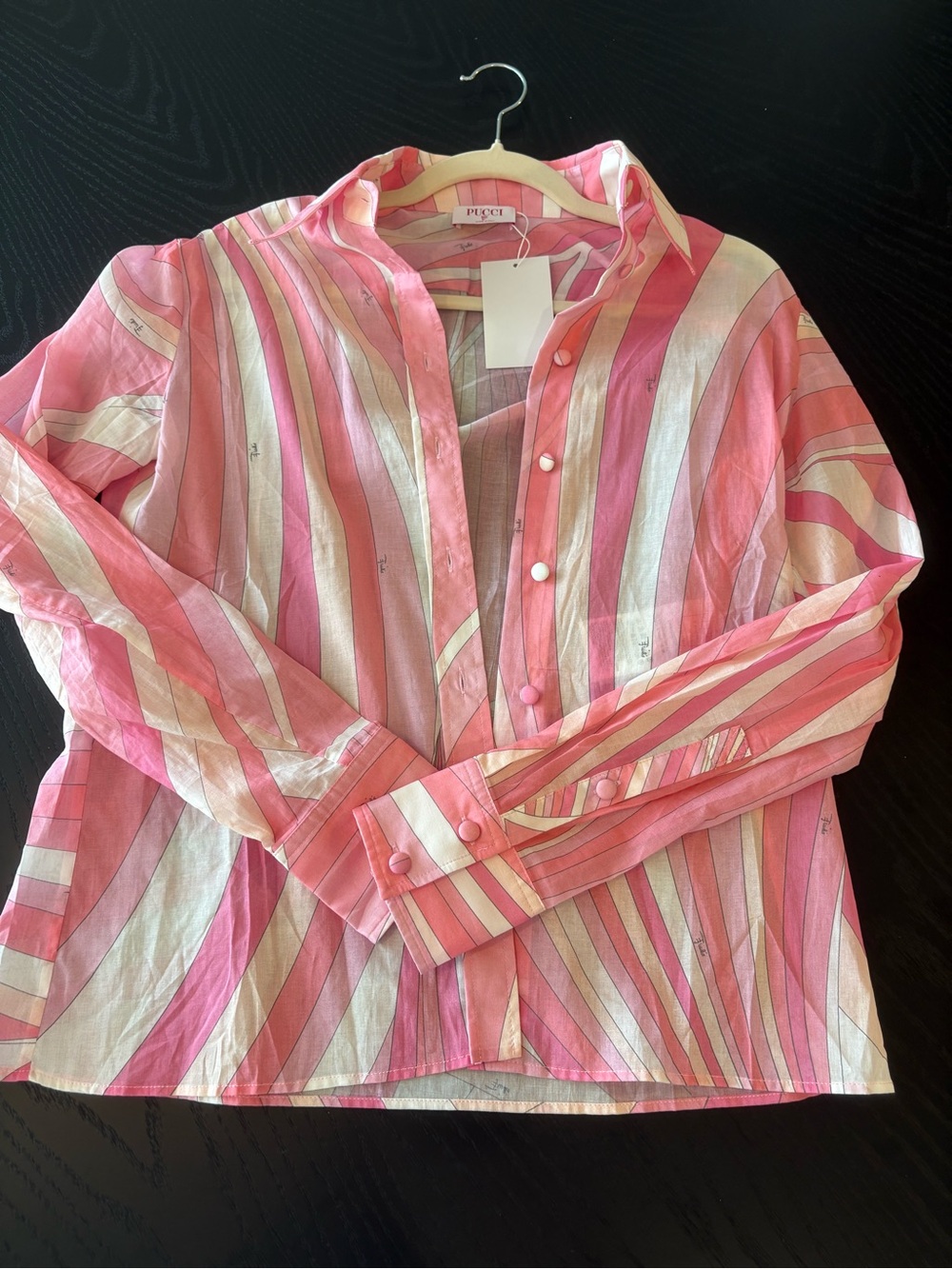 * designer inspired * Pink Multi-Stripe Button-Down Shirt